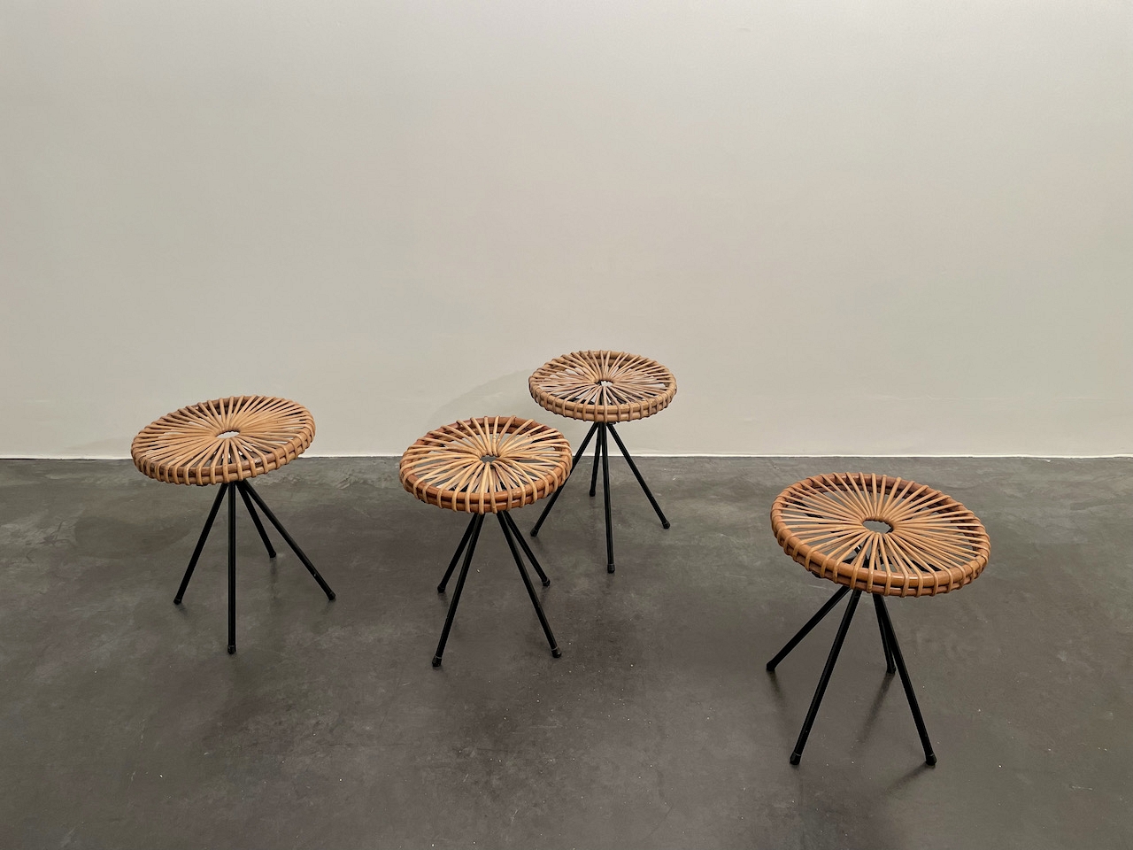 Rattan stools by D. van Sliedregt