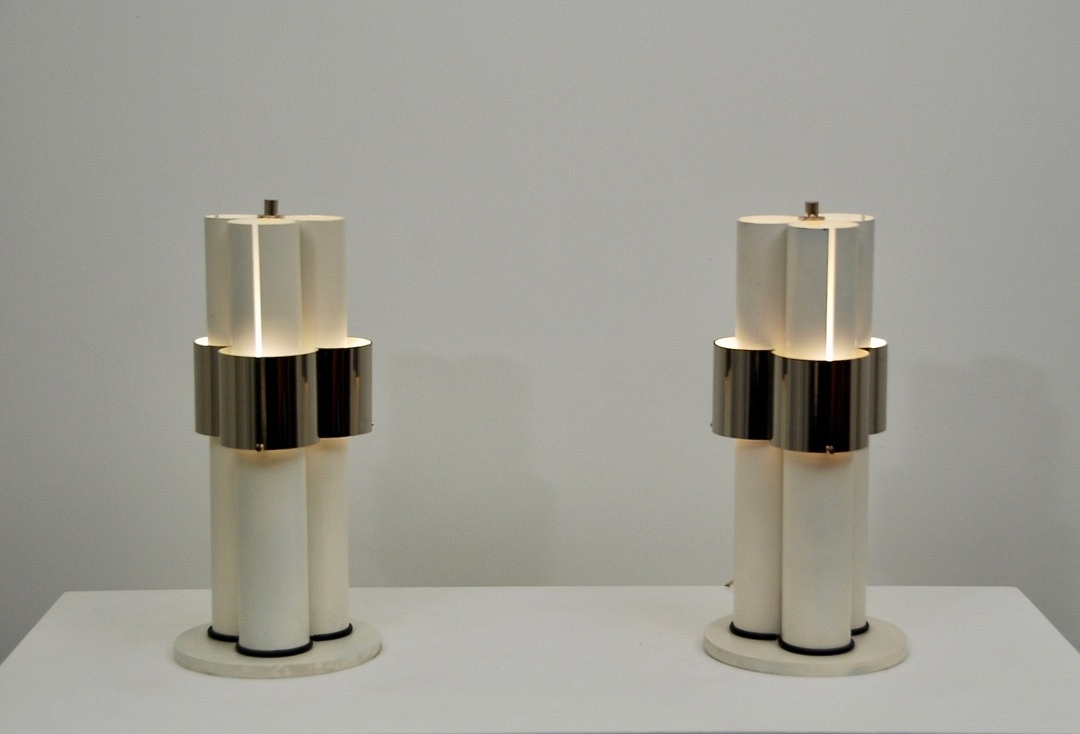 pair of metal table lamp