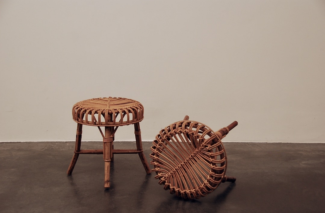 Pair of rattan stools